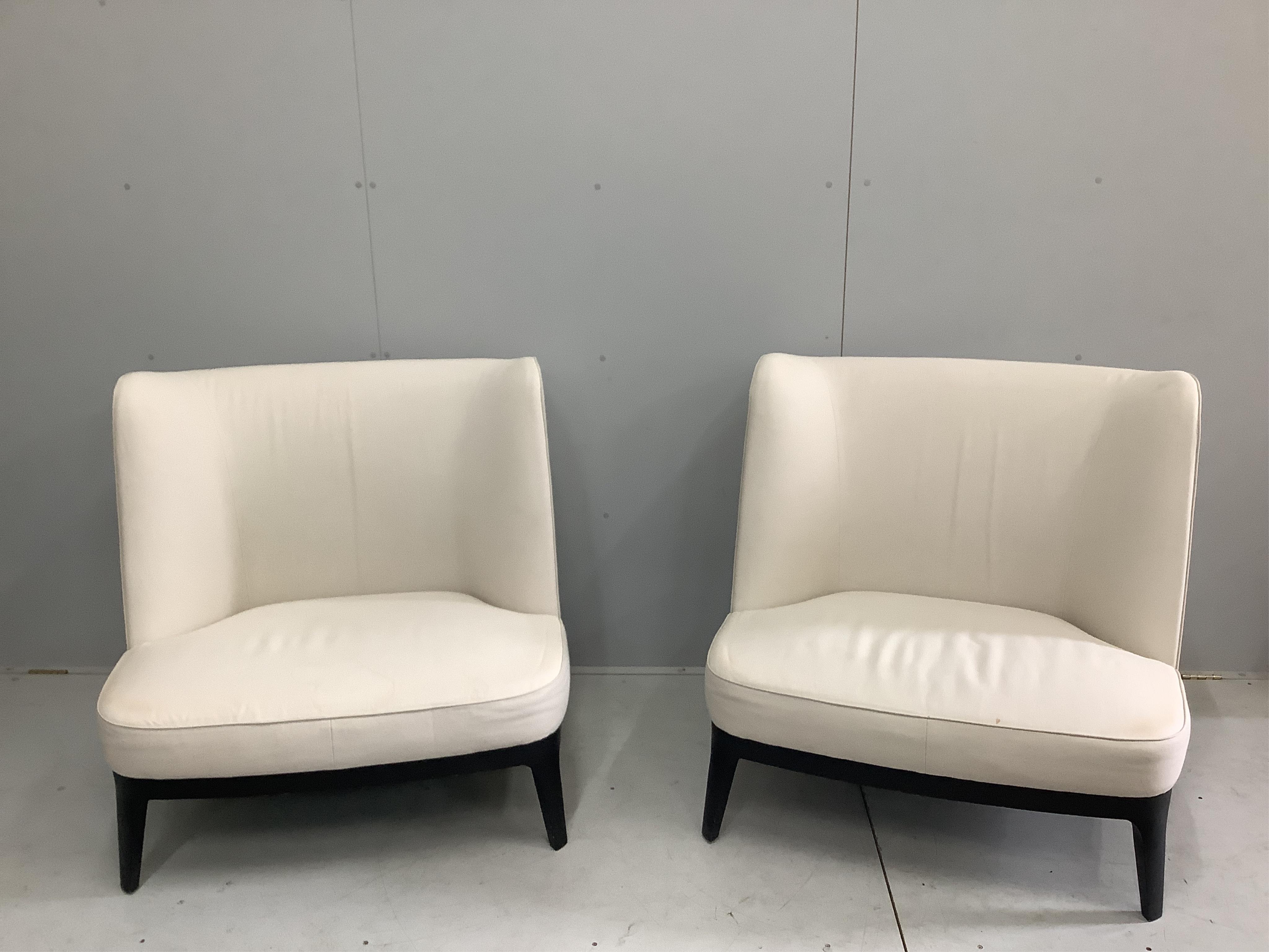 A pair of Contemporary Italian style upholstered chairs, width 94cm, depth 80cm, height 95cm